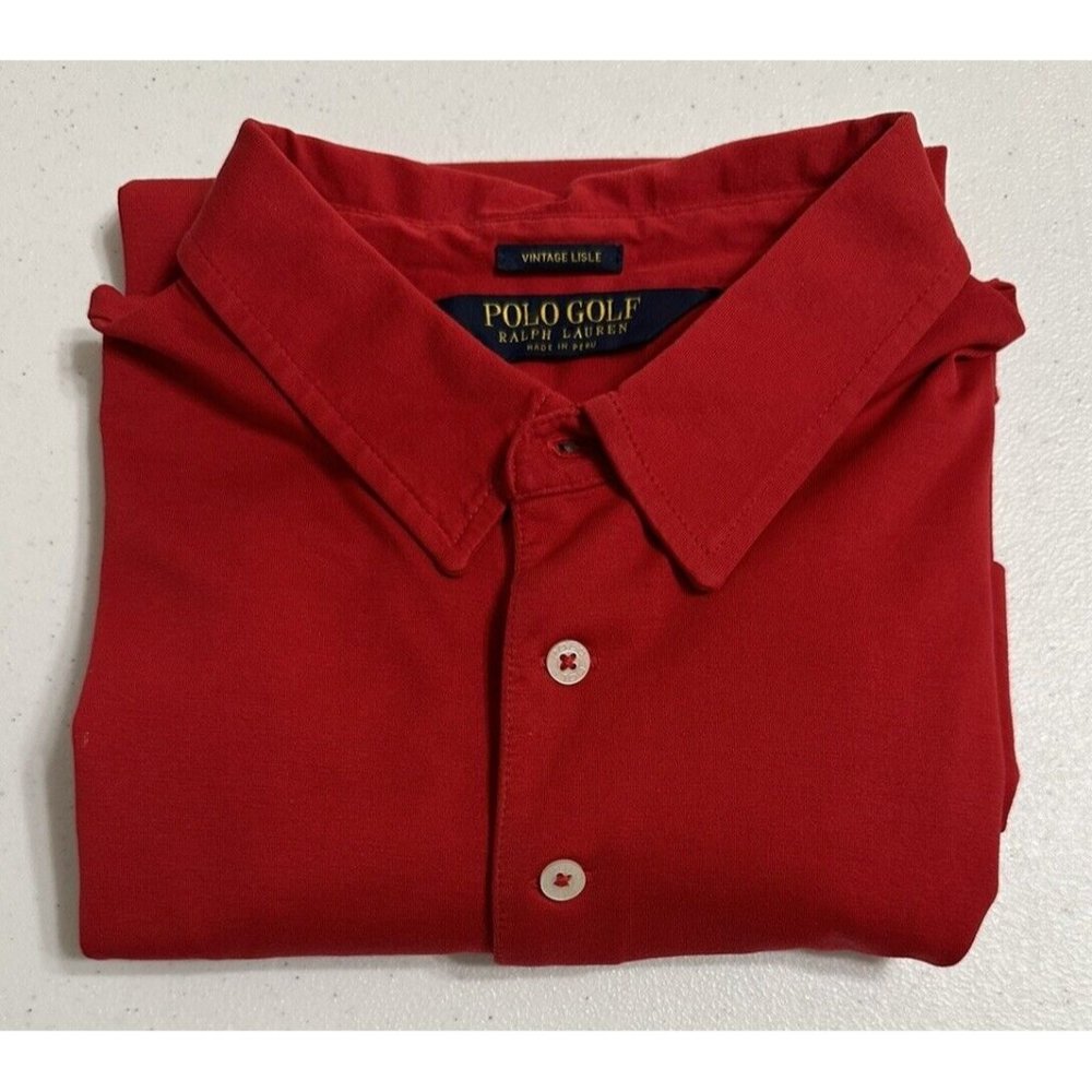 Polo Golf by Ralph Lauren Vintage Lisle 1890 Horse Logo 90's Polo Shirt Red XL